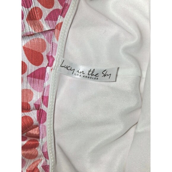 Lucy In The Sky Pink and Red Hearts Short Romper Medium Women's *sm flaw - Picture 4 of 7